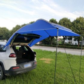 Car Rear Sunshade Canopy - Blue Polyester Cloth 2 Poles