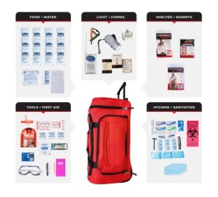 1 Person Essential Survival Kit, Rolling Bag