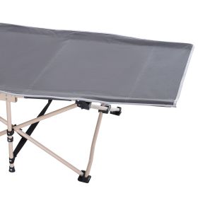 Lifted Headrest Folding Camping Cot - 330 Lbs - Grey