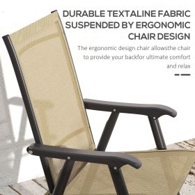 Set Of 4 Patio Folding Chairs With Armrests - Light Brown