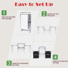 Foldable Camping Kitchen W/ 2-sided Windshield Pockets