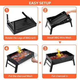 Foldable Portable BBQ Charcoal Grill 17"x 10"