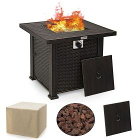 50,000 BTU Square Propane Gas Fire Pit Table with Table Cover