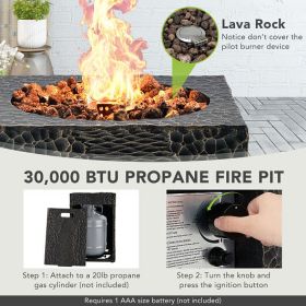 16 Sq Ft Propane Fire Pit with Lava Rocks Waterproof Cover