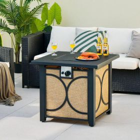 28 Inch 50,000 BTU Outdoor Square Fire Pit Table with Cover