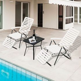 Folding Chaise Lounger with 7-Level Backrest and Footrest