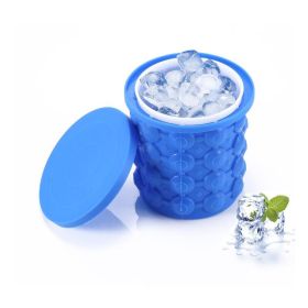 Portable Silicone Ice Maker Tray And Ice Bucket with Lid 2-in-1