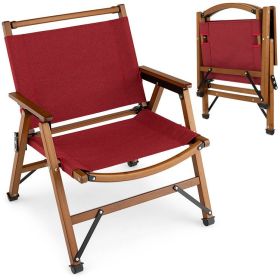 Folding Camping Beach Chair with Solid Bamboo Frame