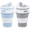 2Pcs Silicone Collapsible Travel Cup With Lids For Adults