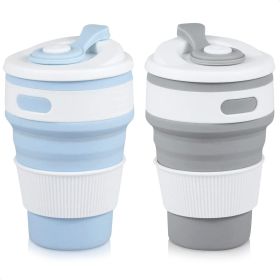 2Pcs Silicone Collapsible Travel Cup With Lids For Adults