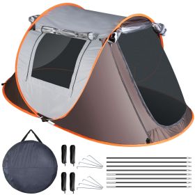 3-4 Person Pop Up Tent w/ 4 Tent Poles 2 Windows Carrying Bag