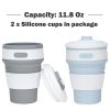 2Pcs Silicone Collapsible Travel Cup With Lids For Adults