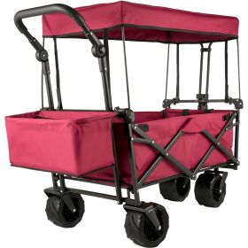 Extra Large Collapsible Garden Cart With Removable Canopy Red