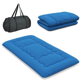 Foldable Futon Mattress W/ Washable Cover And Carry Bag Blue