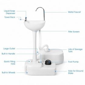 Camping Hand Wash Station Basin Stand With 4.5 Gallon Tank