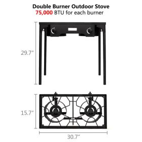 Double Burner Cast Iron Propane Gas Stove