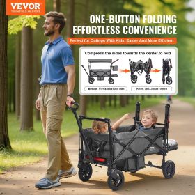 Collapsible Wagon Stroller For 2 Kids - Dark Grey