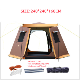 Outdoor 3-4-5-6 People Fully Automatic Camping Tent (Tent Color 3: Coffee, Tent Size: Small)