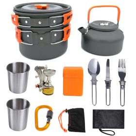 Portable camping cooker stove (Cookware Sets: Orange)