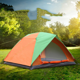 Windproof And Rainproof Camping Tent (Double Camp Tent Color: Orange Green)