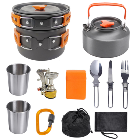 Camping Portable Outdoor Cooker Kettle New (Kettle Set Color: Orange)