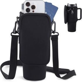 Water Bottle Carrier Bag, Compatible With 40oz Tumbler With Handle (Lantern Color: Black)