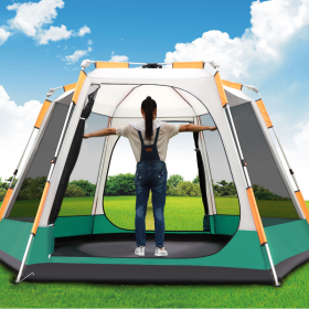 Outdoor 3-4-5-6 People Fully Automatic Camping Tent (Tent Color 3: Coffee, Tent Size: Large)