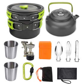 Portable camping cooker stove (Cookware Sets: Green)