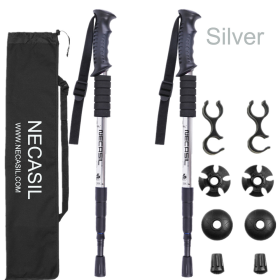 Newcastle Four-section Trekking Straight Trekking Poles (Trekking Pole Colors: Silver)