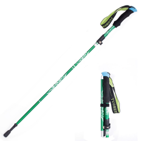 Ultralight Aluminum Alloy 5Sections Adjustable Trekking Poles (Trekking Pole Color: Green, Pole Length: Long)