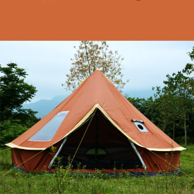 Yurt Tent Outdoor Camping Pyramid Chimney Sunscreen (Yurt Tent Color: Orange)