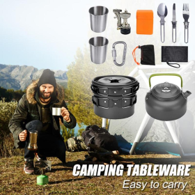 Portable camping cooker stove (Cookware Sets: Black)