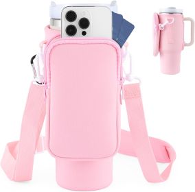 Water Bottle Carrier Bag, Compatible With 40oz Tumbler With Handle (Lantern Color: Pink)