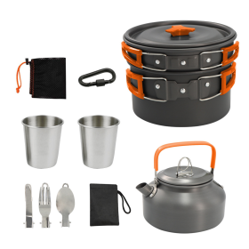 Camping Teapot Set 2-3 People Stove Tableware (Tableware Sets Color: Orange)