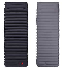 Camping Foot Type Automatic Portable Inflatable Mat (Inflatable Bed Color: Black with Grey)