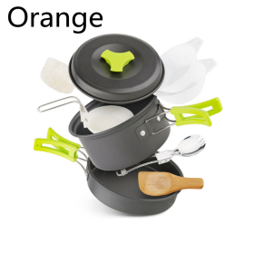 Outdoor cookware 1-2 people camping cookware set (Cookware Color Set: Orange)