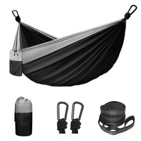 Double/Single Hammock With 2 Tree Straps And 2 Carabiners (22cm: 118.11x78.74inch, Hammock Colors!: Black)