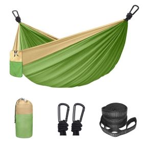 Double/Single Hammock With 2 Tree Straps And 2 Carabiners (22cm: 106.3x55.12inch, Hammock Colors!: Green)