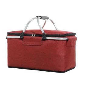 Large Picnic Basket, Insulated Foldable Cooler Bag (Picnic Basket Color: Red)