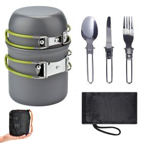 Outdoor Pot Set For 1-2 People Camping Cooker With Cutlery (Cooker Colors: Green)