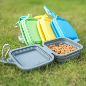 Silicone Collapsible Pet Bowl Double With Aluminum Hook Clip (Bowl Color: Gray)