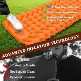 Inflatable Mattress With Pillows, Built-in Inflator Pump (Air Mattress Color: Orange)