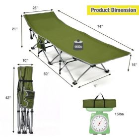 Folding Cot with Side Storage Pocket Detachable Headrest (Cot Color: Green)