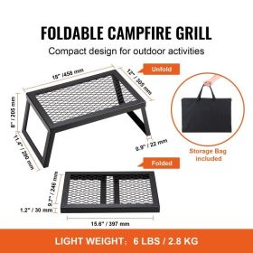 Folding Campfire Grilling Rack For Open Flame Cooking (22cm: 18")