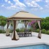 11x11Ft Pop Up Gazebo Canopy With Removable Zipper Netting