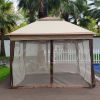 11x11Ft Pop Up Gazebo Canopy With Removable Zipper Netting