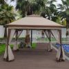 11x11Ft Pop Up Gazebo Canopy With Removable Zipper Netting