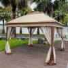 11x11Ft Pop Up Gazebo Canopy With Removable Zipper Netting