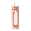 Glass Water Tumbler Silicone Bamboo Lids For Iced Coffee