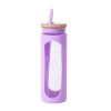 Glass Water Tumbler Silicone Bamboo Lids For Iced Coffee